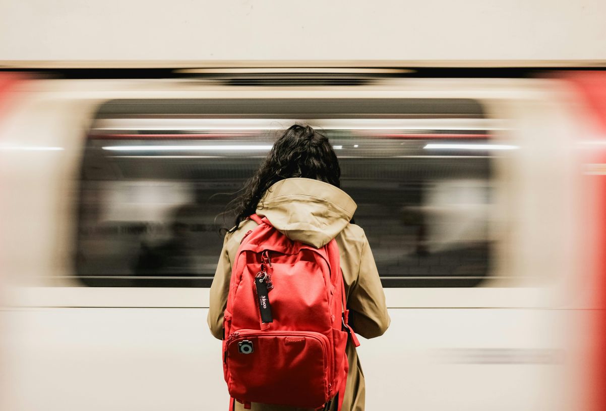 Woman waiting for train