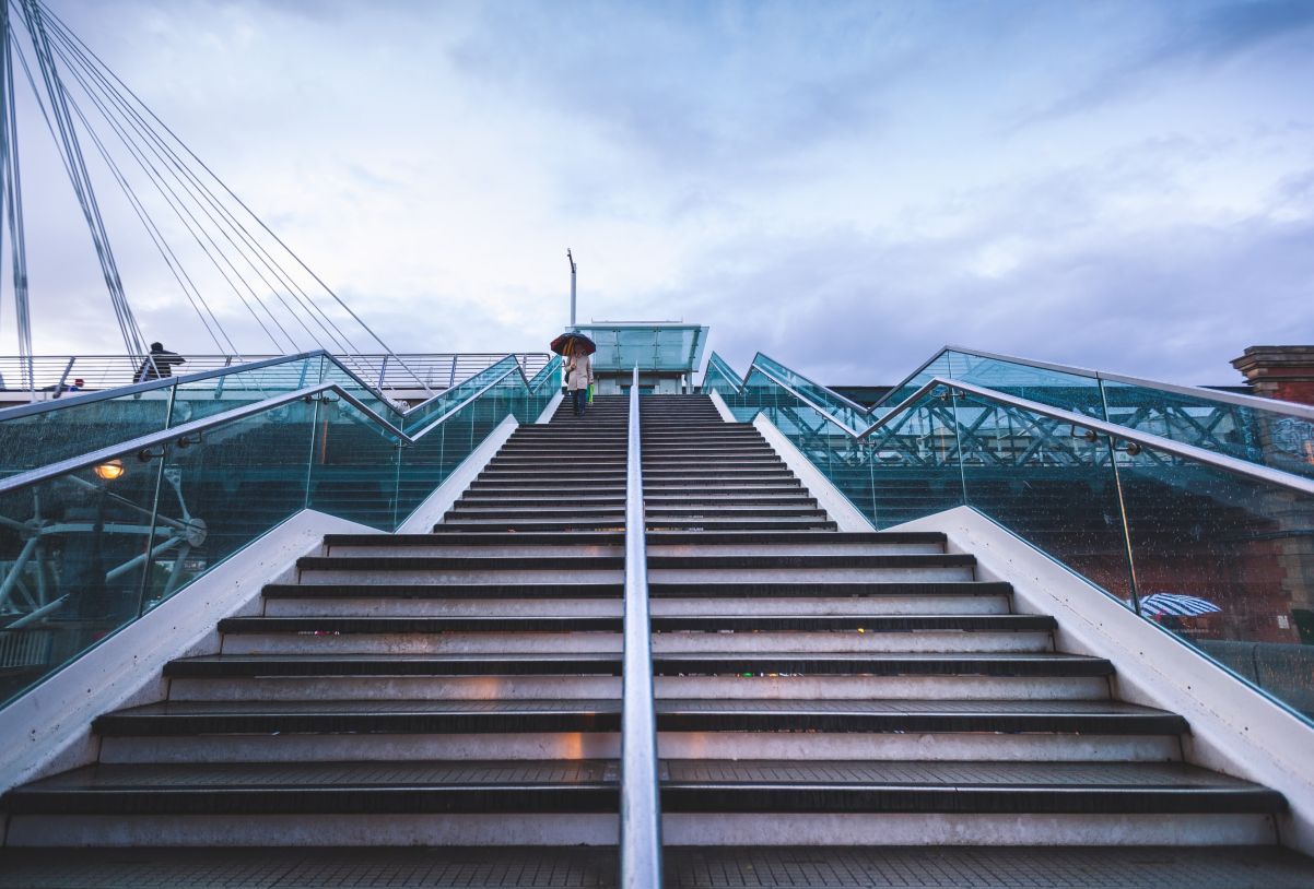 Stairs with women at the top