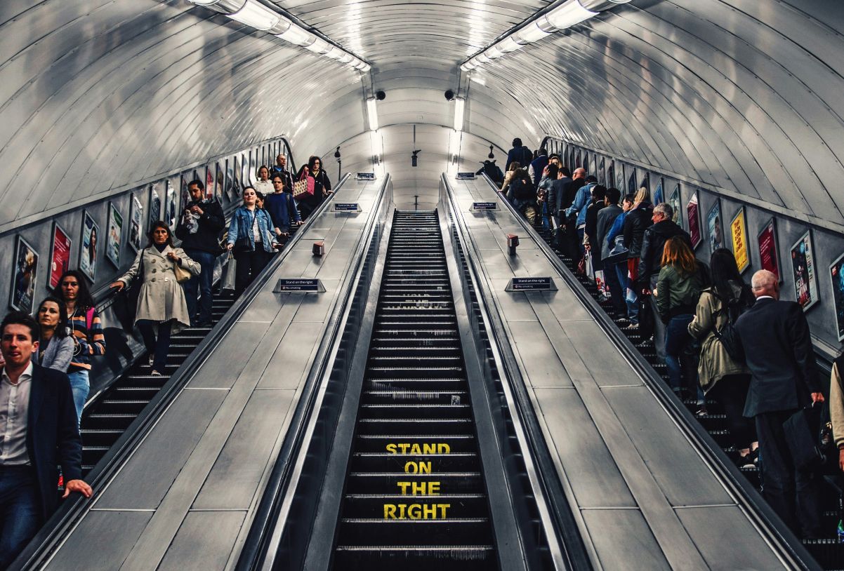 People on escalator